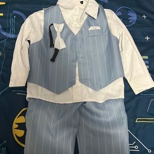 Blue and white four piece set for toddler boys